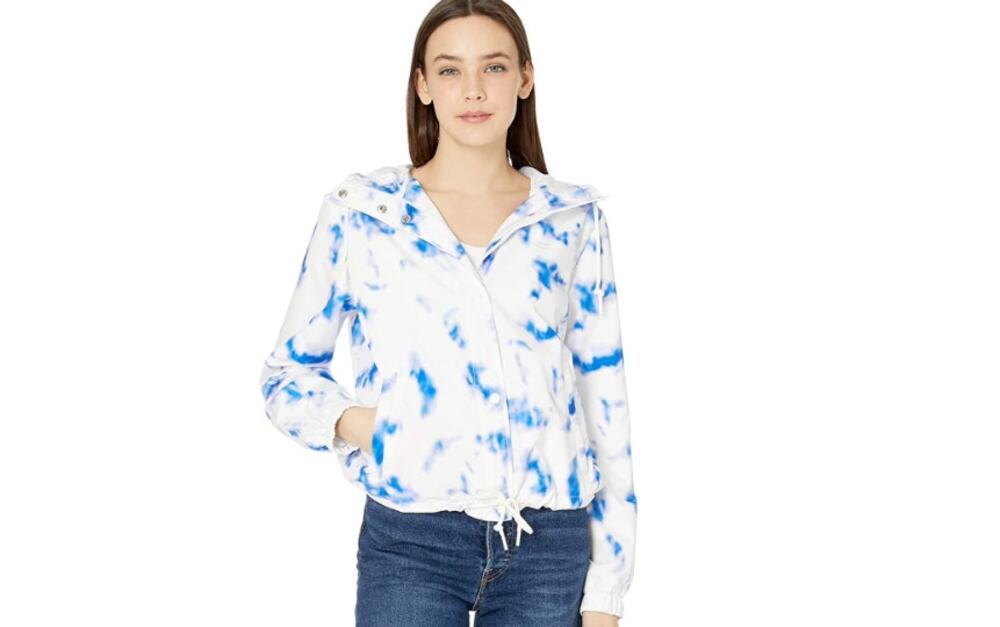 Levis Blue Tie Dye Windbreaker Rain Jacket Womens Small Lightweight Utility Hood